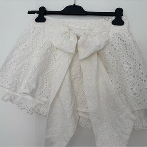 White Eyelet Lace Skirt with Bow